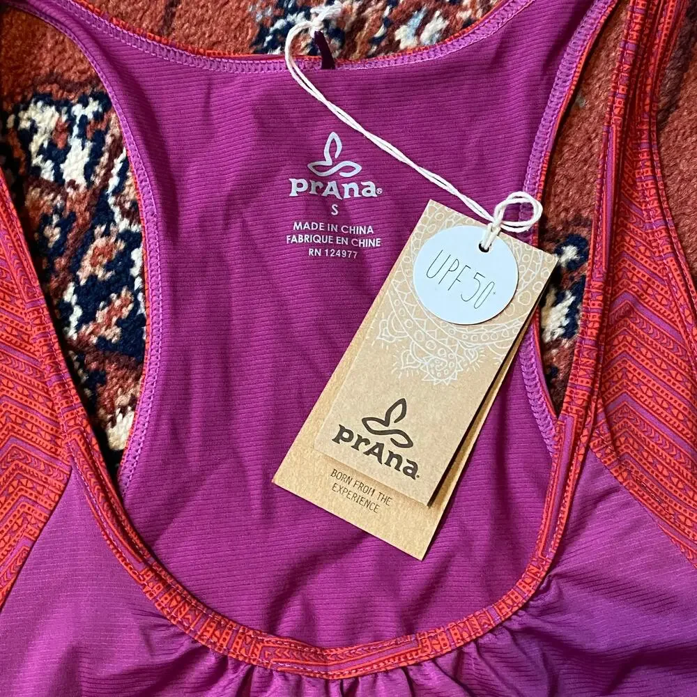BRAND NEW Prana S  Orange/Purple Gia Tank Sleeveless Workout‎ Top